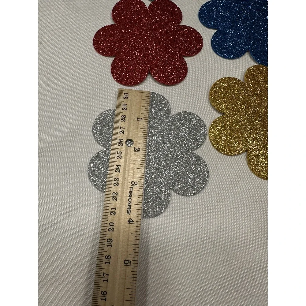 Arts &‎ Crafts 3.5in Glitter Adhesive Foam Stickers Flower Shapes 6ct PF-5207